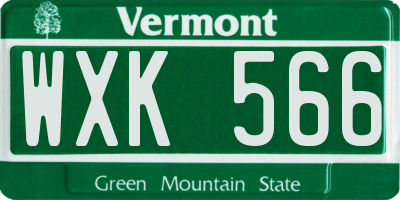 VT license plate WXK566
