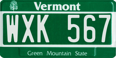 VT license plate WXK567