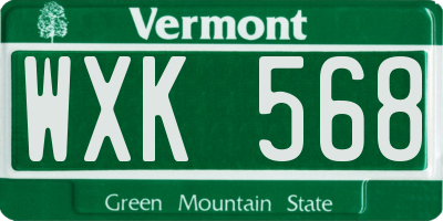 VT license plate WXK568