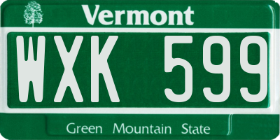 VT license plate WXK599