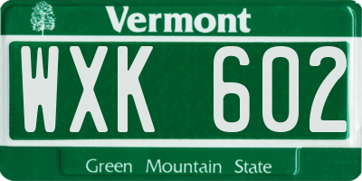 VT license plate WXK602