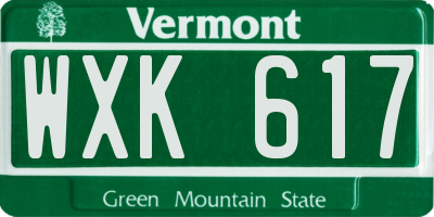 VT license plate WXK617