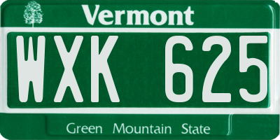 VT license plate WXK625