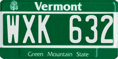 VT license plate WXK632