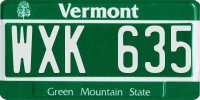 VT license plate WXK635