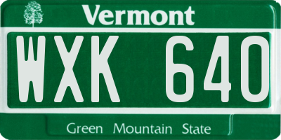 VT license plate WXK640