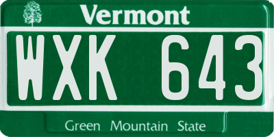 VT license plate WXK643
