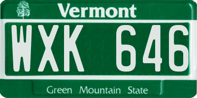 VT license plate WXK646