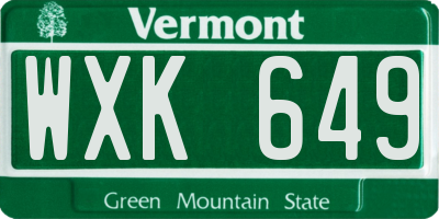 VT license plate WXK649