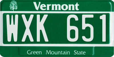 VT license plate WXK651