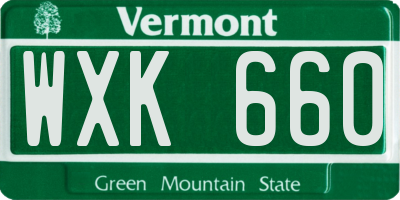 VT license plate WXK660