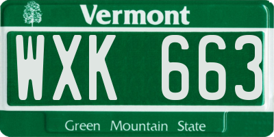 VT license plate WXK663