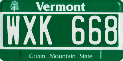 VT license plate WXK668