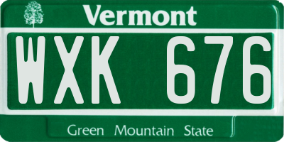 VT license plate WXK676