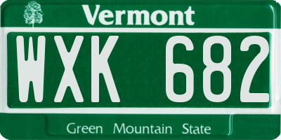 VT license plate WXK682
