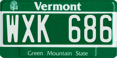 VT license plate WXK686
