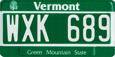 VT license plate WXK689