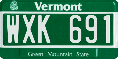 VT license plate WXK691
