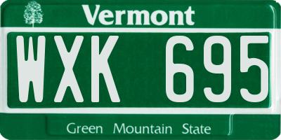 VT license plate WXK695