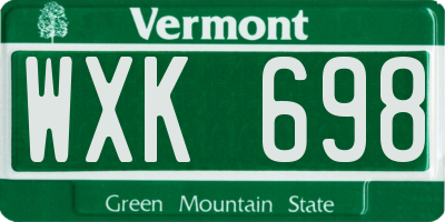 VT license plate WXK698