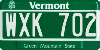 VT license plate WXK702