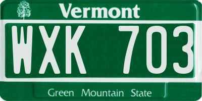VT license plate WXK703