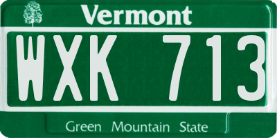 VT license plate WXK713