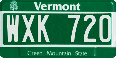 VT license plate WXK720