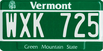VT license plate WXK725