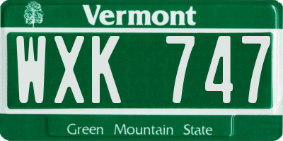 VT license plate WXK747