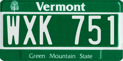 VT license plate WXK751
