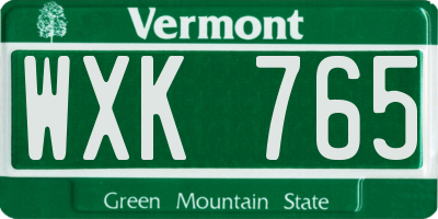 VT license plate WXK765