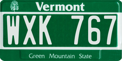 VT license plate WXK767