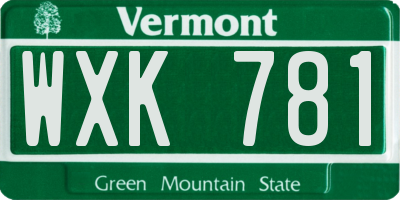VT license plate WXK781