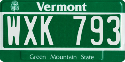 VT license plate WXK793