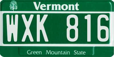 VT license plate WXK816