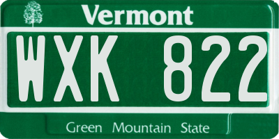 VT license plate WXK822