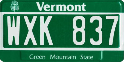 VT license plate WXK837
