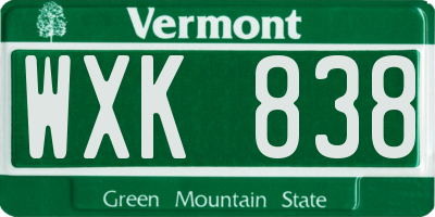 VT license plate WXK838