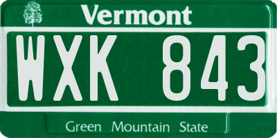 VT license plate WXK843