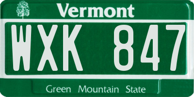 VT license plate WXK847