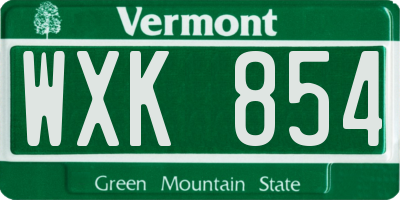 VT license plate WXK854
