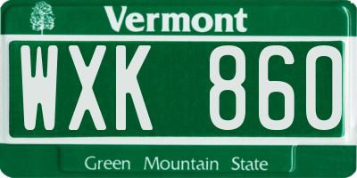 VT license plate WXK860