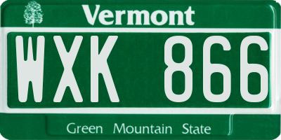 VT license plate WXK866