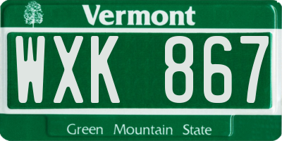 VT license plate WXK867