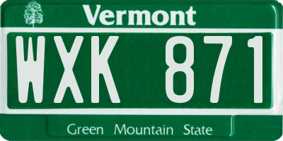 VT license plate WXK871