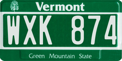 VT license plate WXK874