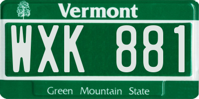 VT license plate WXK881