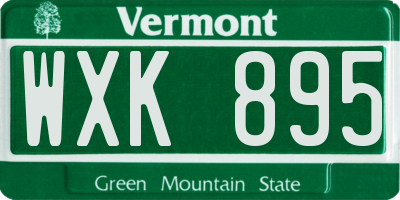 VT license plate WXK895