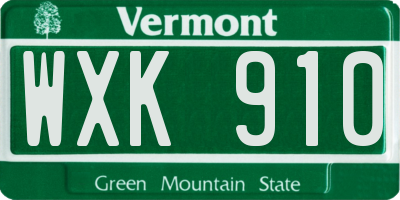 VT license plate WXK910